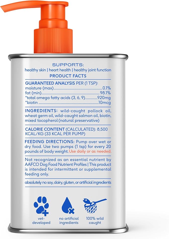 Native Pet Omega 3 Fish Oil for Dogs & Cats โ Wild Alaskan Salmon Oil for Dogs Skin and Coat, Supports Joints, Heart & Shedding โ Fast-Absorbing Omega 3 6 9 Liquid Supplement โ 16oz