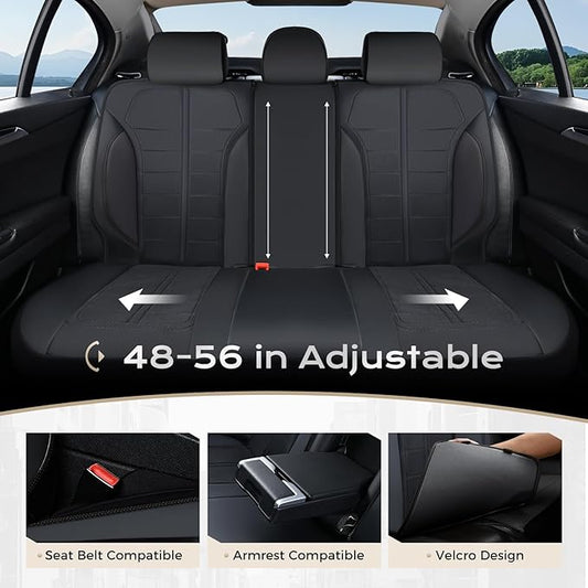 Coverado 3D Air Mesh Rear Car Seat Cover, Sports Carbon Fiber Design, Breathable Seat Protectors Airbag Compatible Comfort Universal for Most Cars, Van,Trucks, SUV, Black