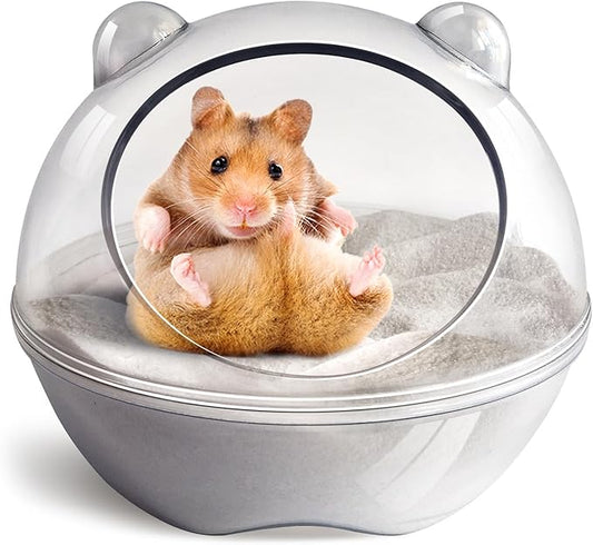 Hamster Bathtub,Hamster Bathroom,Sand Bath Container,Hamster Toilet and Sandbox Dust Bathtub,Hamster Bed,Sand Bath Box for Hamster Cage Accessories (S 4.4x4.4x3.5 inch)