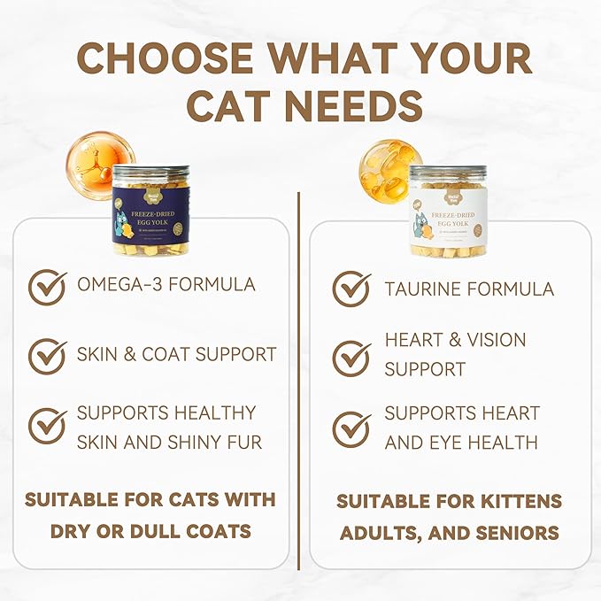 Freeze-Dried Cat and Dog Treats, Simple Egg Yolk with Fish Oil Added for Skin and Coat Support, 3.5 oz., Premium Food Toppers and Snacks