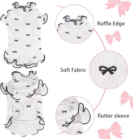 Small Dog Clothes Extra Small Dogs Spring Summer Dress Cute Soft and Breathable Outfits for Female Chihuahua Shih Tzu Yorkshire Puppy Cats (White Dress, Medium)