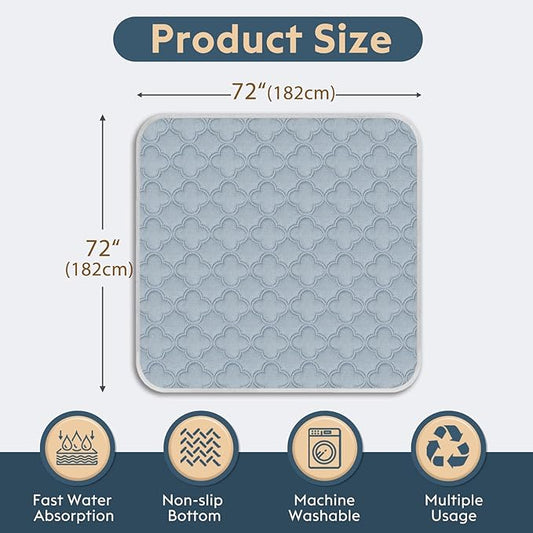 FunFurry Washable Pee Pads for Dogs - 1 Pack Reusable Pee Pads,Waterproof Puppy Pads,Pet Training Pads,Super Absorbent with Dog Paw Shape Non-Slip Backing (Light Grey, 72" X 72" - 1 Pack)