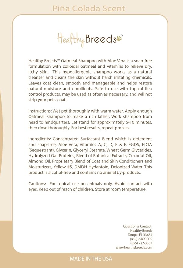 Healthy Breeds Pug Oatmeal Shampoo with Aloe 16 oz (Pack of 2)