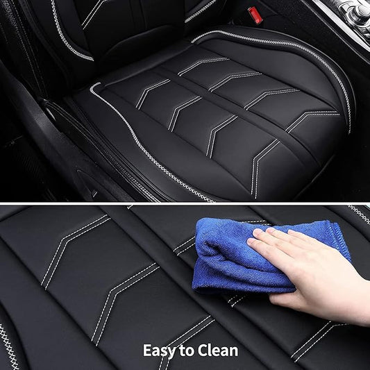 Coverado Front Seat Cover, Car Seat Covers Front Seats, Waterproof Leather Car Seat Cushion, 2PCS Universal Seat Covers for Cars, Car Seats Protector, Black Seat Covers Fit for Most Cars