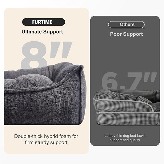 FURTIME Orthopedic Dog Bed Medium Size Dog, Extra Thick Supportive Comfort Pet Sofa, Ergonomic Slant Dog Couch Bed with Removable Washable Cover, Ultra Soft Surface & Non-Slip Bottom, Grey, 35"