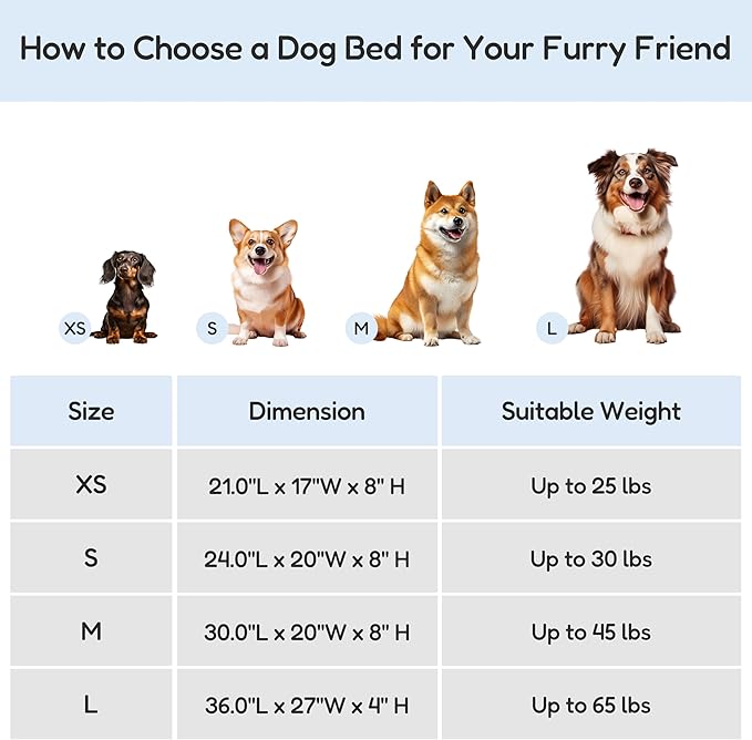 FluffyDream Small Dog Bed, Super Soft Pet Bed Furniture, Suitable for Dogs Up to 30lbs, 24'' x 20'', Light Blue