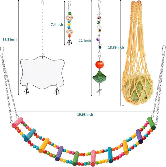 Chicken Toys for Coop 12PCS Set, KAKUNM Chicken Enrichment Toys,Including Xylophone, Swing Set, Mirror Toy, Flexible Ladder, Vegetable String Bag and Hanging Feeder, Coop Accessories for Hens