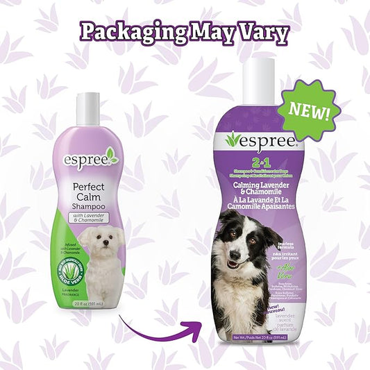 Espree Calming Lavender & Chamomile Shampoo & Conditioner, Soothes & Relaxes with Lavender, Moisturizes with Aloe Vera, Anti-Inflammatory Chamomile, Dry & Sensitive Skin, Gentle Pet Grooming, 20oz