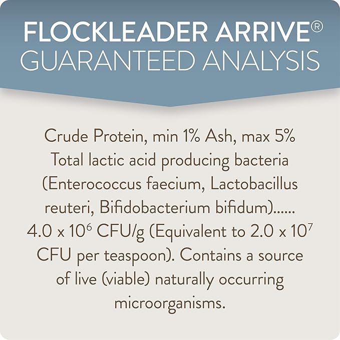 FlockLeader Arrive, Daily Probiotic & Prebiotic Poultry Supplement for Young Chickens 0-8 Weeks Old, 8 oz