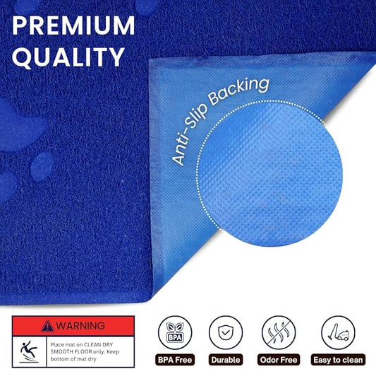 Andalus Large Cat Litter Mat, Pack of 2 - Waterproof, Non-Slip & Easy to Clean Cat Litter Box Mat for Extra Efficient Pet Litter-Trapping, Blue (30” X 18”)