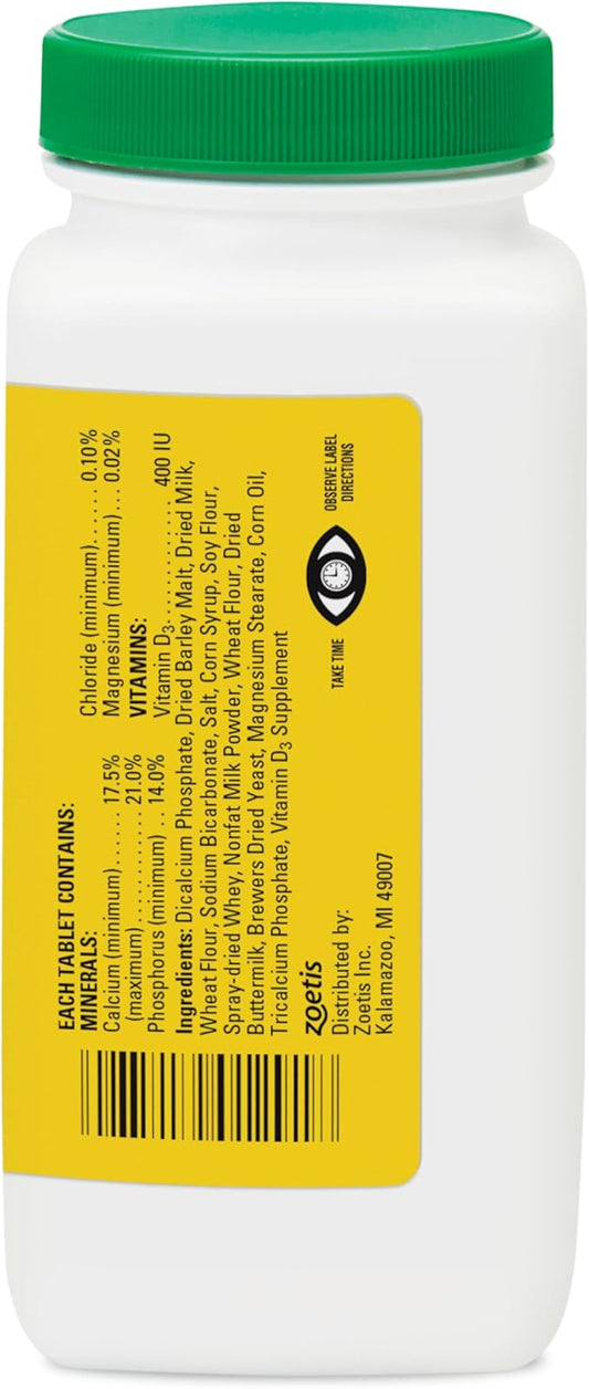 Pet-Cal Calcium, Phosphorous, and Vitamin D Supplement for Dogs & Cats, Daily Dietary Support, Palatable Chewable Tablets, 60 Count Bottle