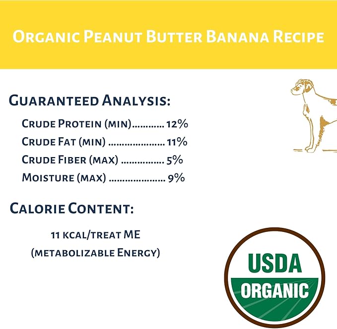 Dog Mamma's Organic Peanut Butter Banana Recipe - Certified Organic Dog Treats 6 oz