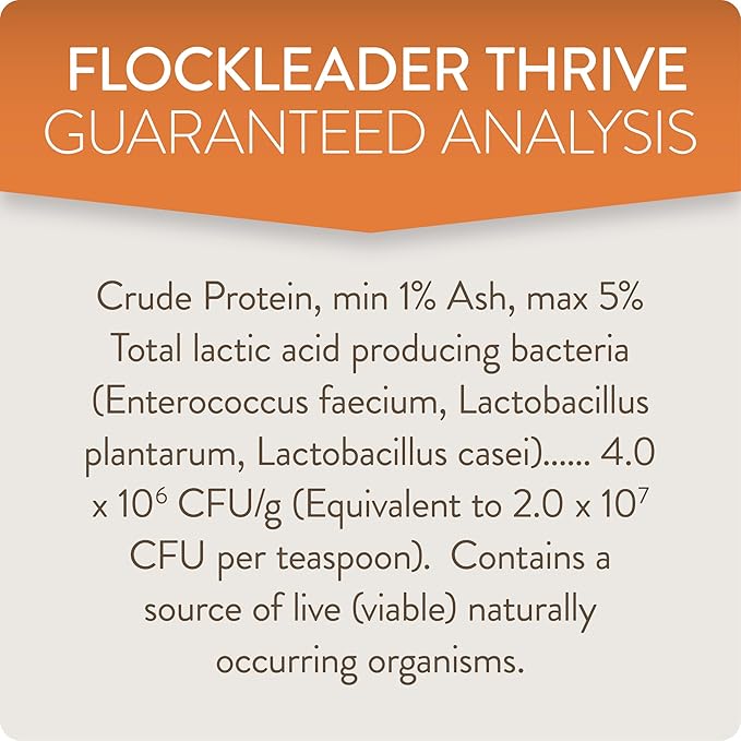 FlockLeader Thrive, Daily Probiotic & Prebiotic Poultry Supplement for Chickens 8+ Weeks Old, 8 oz