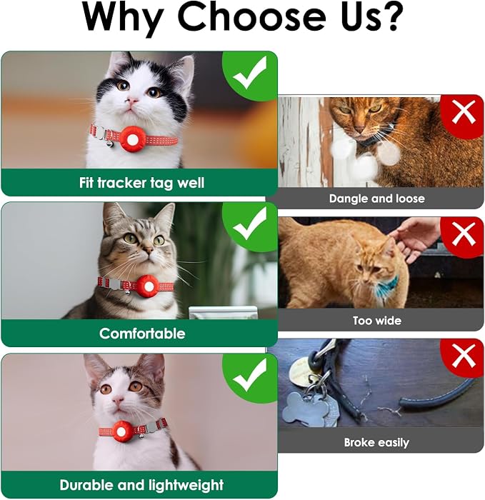 GPS Tracker for Cats-No Monthly Fee Cat Tracker,Compatible with Apple Find My App (Only iOS), Waterproof Pet Tracker,Real-Time Cat Collar for Pets,Kids,Luggage & Assets | 367-Day Battery Life|(Red)