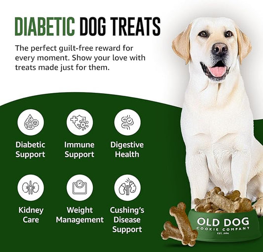 Old Dog Cookie Company All Natural Diabetic Dog Treats – Vet Approved Dog Snacks | Best Healthy Chews for Dogs, Top Treat for Dogs | Low Glycemic, Supports Healthy Blood Sugar | 10 oz
