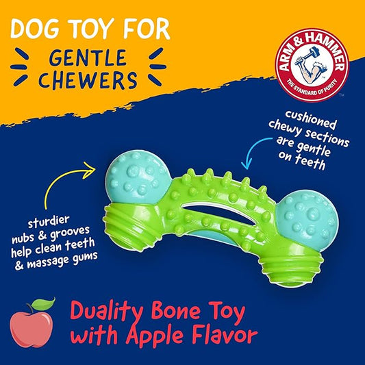 ARM & HAMMER for Pets Nubbies Duality Bone Dental Dog Toy- Best Dog Chew Toy for Moderate Chewers- Dog Dental Toy Helps Reduce Plaque & Tartar- Green Apple Flavor Baking Soda (Pack of 8)