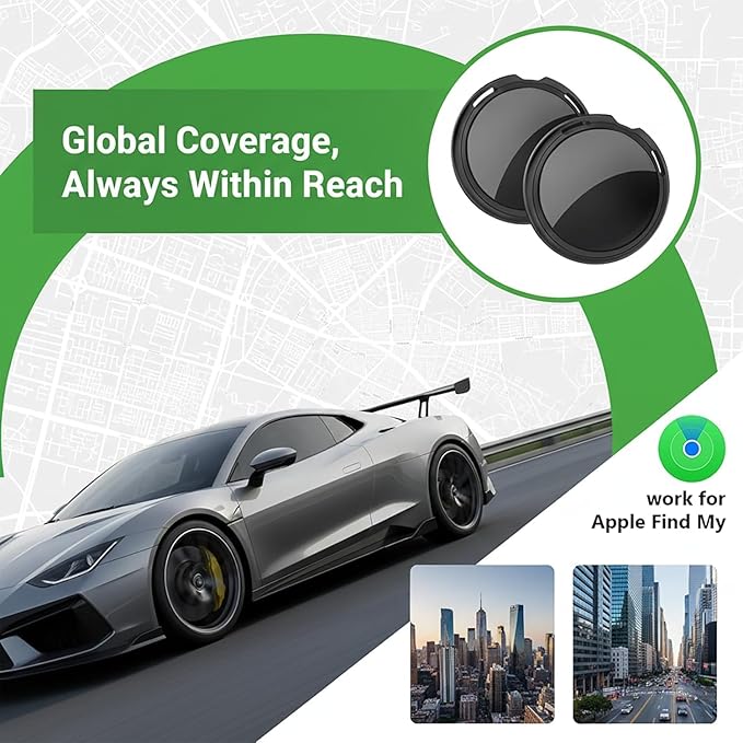 2 Pack GPS Tracker for Vehicles Pair with Apple Find My(iOS Only) Real Time Global Tracking Devices for Cars Hidden Magnetic Case No Subscribtion Mini Car Locator No Monthly Fee for Kids Pets Dogs