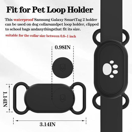 Waterproof Dog Collar Holder Compatible with Samsung Galaxy SmartTag2, Silicone GPS Tracker Hidden Loop Holder for Smart Tag2, Anti-Lost Tag2 Case (Blue)