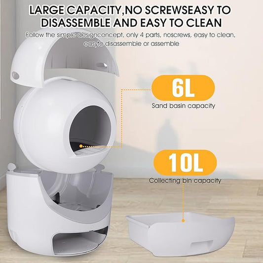 Self Cleaning Cat Litter Box, Smart Litter Box with Large Capacity, No Scooping, Odor Removal, APP Control Support 5G&2.4G WiFi, Easy Clean, Automatic Litter Box for Multiple Cats, Quiet