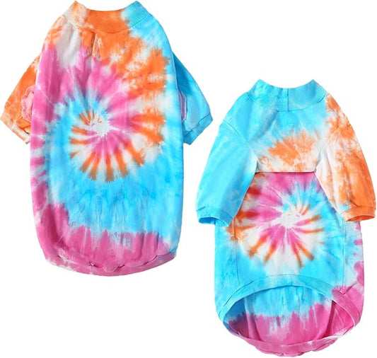 Dog Cotton Colorful Pink Orange T-Shirts Soft and Stretchy Dog Shirt Pajamas Pets Clothes for Medium Dogs(Medium PinkOrange)