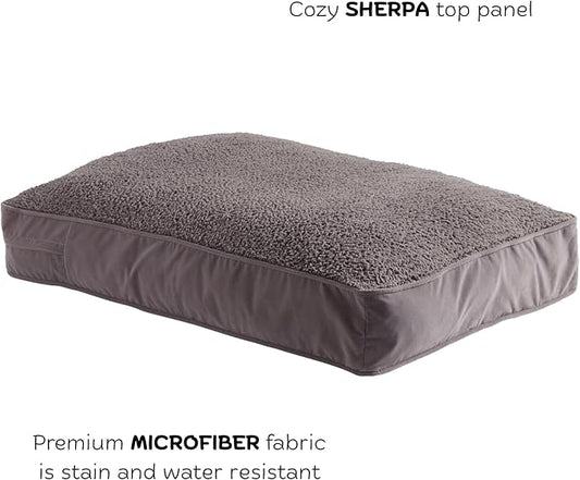 Buster Deluxe Reversible Pillow Style Sherpa Dog Bed, Gray, Large (48 x 36 in.)