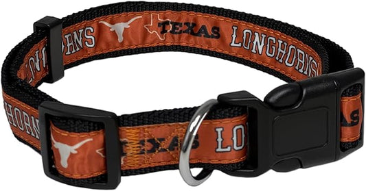 Pets First Collegiate PET Collar New Version Texas Longhorns Dog Collar, Size Medium. Best Sports Team Color for Dogs & Cats. A Shiny & Colorful Dog & Cat Collar Licensed by The NCAA
