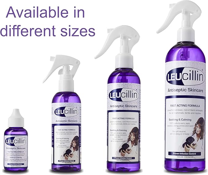 Leucillin Natural Antiseptic Dropper for Dogs, Soothes Itchy Skin and Promotes Healing, Effective Treatment for Dogs, Wound and Skin Care Solution for Pets, First Aid Kit Essential - 50ml