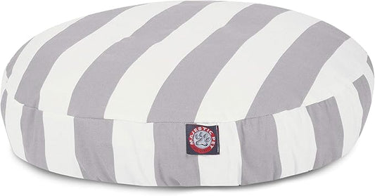 Majestic Pet Indoor Outdoor Vertical Stripe Round Pet Dog Bed with Removable Washable Cover, Gray, Large