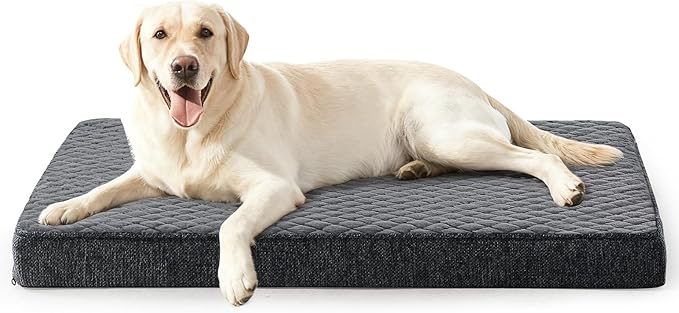 JOEJOY XL Dog Beds Large Sized Dog, Orthopedic Big Dogs Crate Bed with Washable Removable Cover, Extra Thick Egg Memory Foam Pet Beds, Grey, 41"x27"