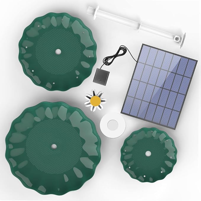 AISITIN 3‑Tier Solar Bird Bath Fountain with 3.5W Solar Water Pump | DIY Outdoor Water Feature for Garden, Patio, Backyard, Attracts Wild Birds, Works as Bird Feeder – Cascading Water Flow