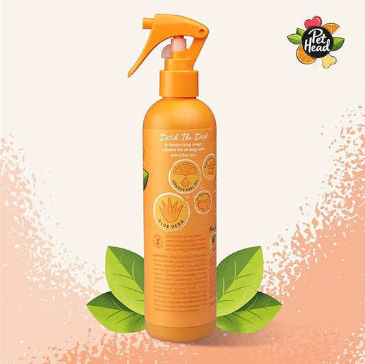 Pet Head Ditch the Dirt Dog Deodorizer Spray | Orange Scent | Waterless Pet Grooming Spray for Dogs | Odor Neutralizing for Smelly Dogs | Gentle Formula for Puppies | Made in USA | 10.1 fl. oz.
