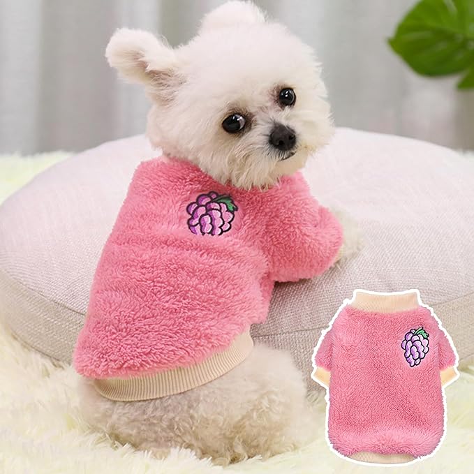 2 Pieces Dog Sweater Dog Clothes for Small Dogs Winter Warm Puppy Coat Fleece Cute Style Thick Pet Clothing (Medium)