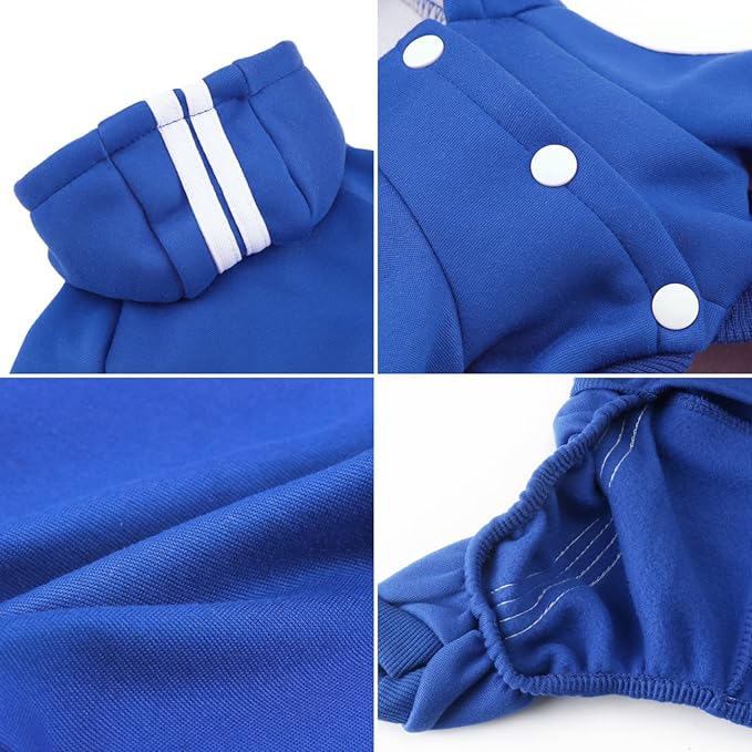 Dog Security Clothes - 4 Legs Jumpsuit Sweatshirt Hoodie - Soft & Warm Winter Outfit Pullover Sweater for Small Medium Large Dogs Cats (Blue, Large)