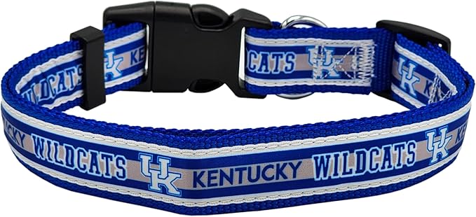 Pets First Collegiate PET Collar New Version Kentucky Wildcats Dog Collar, Size Large. Best Sports Team Color for Dogs & Cats. A Shiny & Colorful Dog & Cat Collar Licensed by The NCAA
