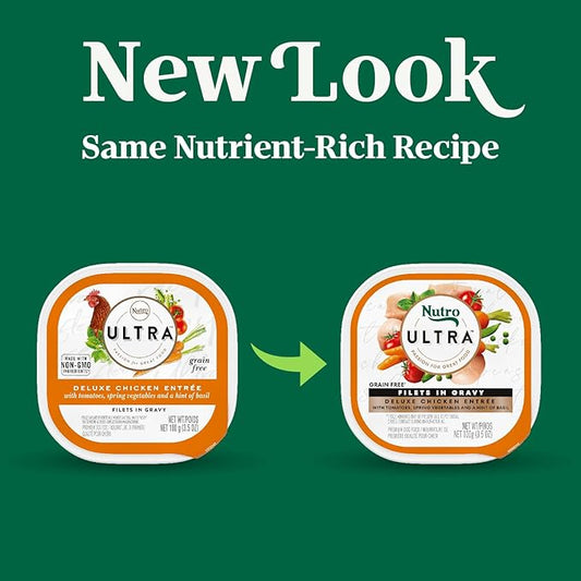 Nutro Ultra Wet Dog Food Grain Free Filets, Adult Dog Food Wet Recipe in Gravy Deluxe Chicken Entree, 3.5 oz. Trays (24 Count, Pack of 1)