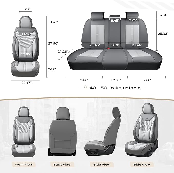 Coverado Car Seat Covers with Lumbar Support, Front Covers for Cars, Universal Automotive Seat Cover, Waterproof, Leather Car Seat Cushion, Interior Seat Protectors for Most Cars