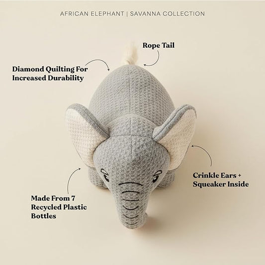 Dog Toys | Plush Toy Elephant Stuffed Animal for Dogs | Eco Friendly Toy - Easy to Clean and Made from Non Toxic Materials