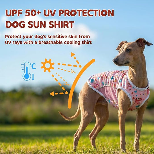 UPF 50+ Sun Protection Dog T-Shirt, 2 Pack Lightweight Sleeveless Dog Vest for Small Medium Dogs Girl – Reflective Strips, Quick-Dry Pet Apparel, Sports Fan Shirt P23ST00510XL