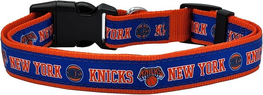 New & Improved Pets First NBA PET Collar New York Knicks Dog Collar, Size Large Basketball Team Collar for Dogs & Cats. A Shiny & Colorful Dog & Cat Collar Licensed by The NBA