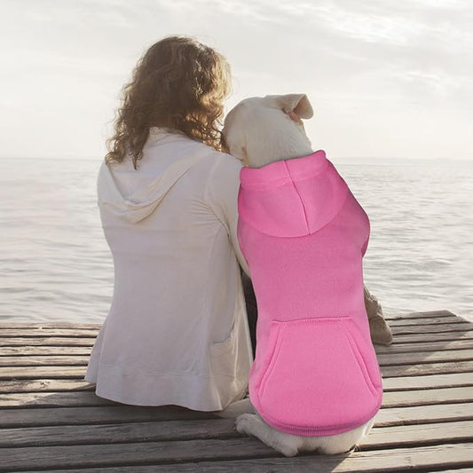 Dog Hoodie Dog Sweaters for Large Dogs Sweater Solid Soft Brushed Fleece Pet Clothes Pet Hoodie Sweatshirt with Pocket(Pink-XXL)