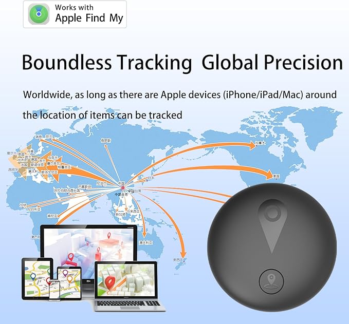 Undetectable GPS Tracker for Vehicles - Real-Time Tracking, No Monthly Fee/No SIM Card, Works with iOS Find My | Mini Hidden Magnetic GPS Locator, Ultra-Slim, IP68 Waterproof, 12-Month Working Time