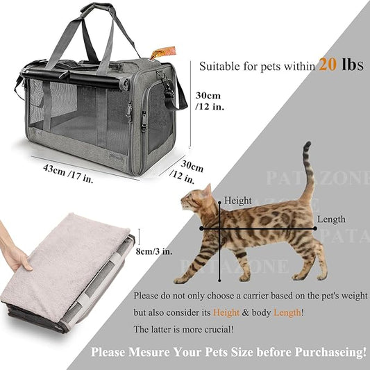 Soft Cats Carrier Airline Approved Small Dog Carriers for Puppy Travel Bag Softsides Puppy Carry,Soft-Sided,Pets Small Animals Rabbits Bunny Outdoor (Gray)