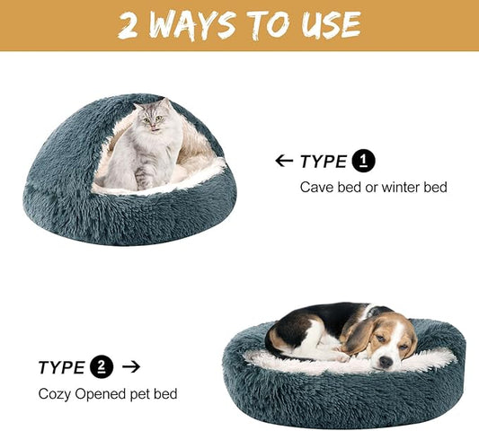 Dog Beds for Small Dogs, Cat Bed Cave, Washable Cute Cat Bed, Cozy Nook Pet Bed for Dogs or Cats, Anti-Slip Puppy Bed Fits up to 12 lbs Pets(Dark Grey, 20" x 20")