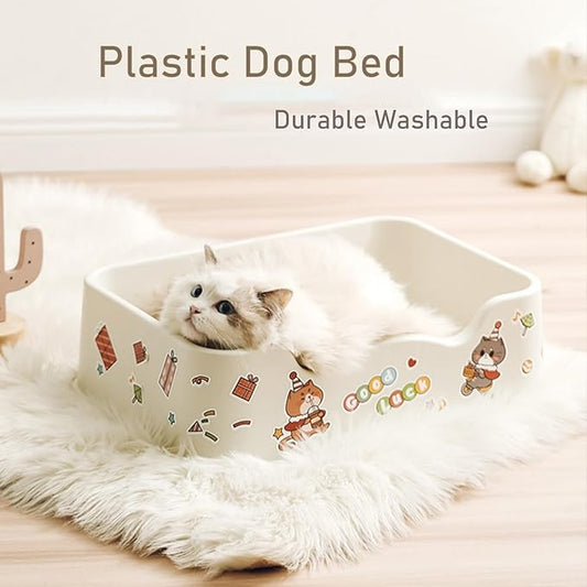 Plastic Cat Bed 100% Recycled Plastic - Cat Bed Durable Washable Breathable & Antislip Easy to Clean Great for Small -Purple