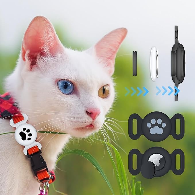 Waterproof Collar Holder Compatible with Airtag (2 Pack), Protective Anti-Lost Case for GPS Tracker, Silicone Collar Holder for Pets (Pink/Midnight Blue)