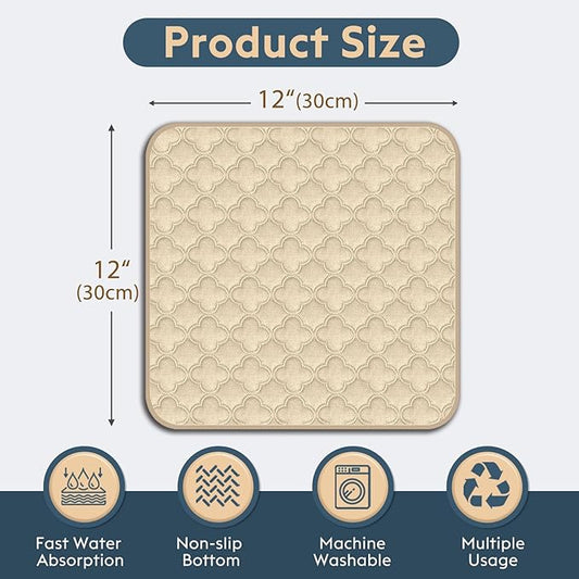 FunFurry Washable Guinea Pig Cage Liner - 4 Pack Reusable Washable Pee Pads,Waterproof Guinea Pig Bedding for Small Animal - Rabbit Bunny Hamster Puppy (Cream, 12" X 12" - 4 Pack)