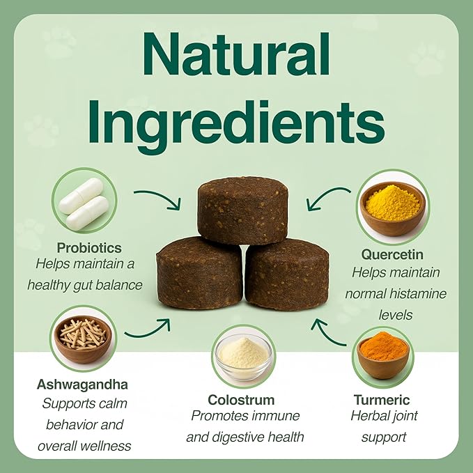 BAZI Allergy Relief Dog Chews – Quercetin, Turmeric, Ashwagandha, Probiotics & Colostrum – Seasonal Allergy, Immune & Digestive Support – for Itchy Skin & Hot Spots – All Breeds & Sizes