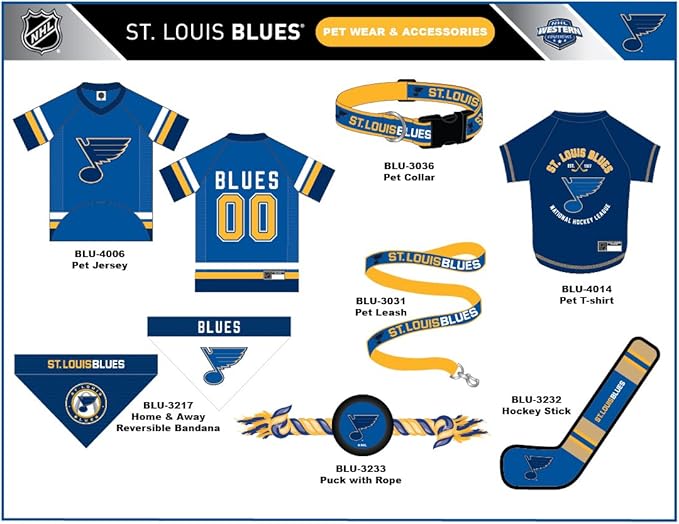 NHL St.Louis Blues Tee Shirt for Dogs & Cats, Small. - Are You A Hockey Fan? Let Your Pet Be An NHL Fan Too!