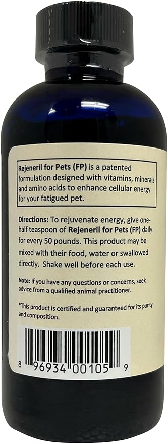 Rejeneril-FP 4oz up to 240 Servings Naturally Relieve Fatigue in Pets Increase Energy Normal Appetite Immune Support Dog Cat & Pet Formulation Antioxidant Vitamin Mineral Supplement Longevity Vitality