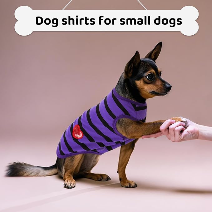 Dog Shirts for Medium Dogs, Striped T-Shirts Pets Vest Pet Apparel Tee Shirts Dog Tank Top Spring Summer Suitable for Chihuahua French Bulldog Bichon Shih Tzu